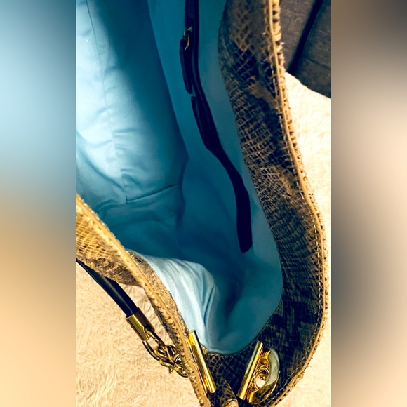 Cynthia Rowley Genuine Leather Snake Print Shoulder Bag, Gold Hardware - Picture 13 of 13